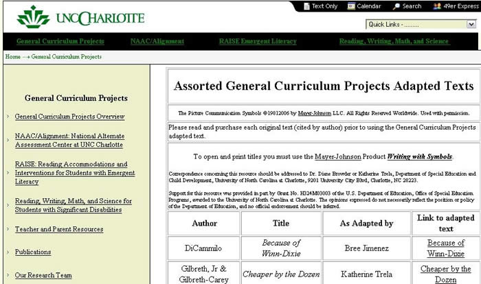 unc adapted text website